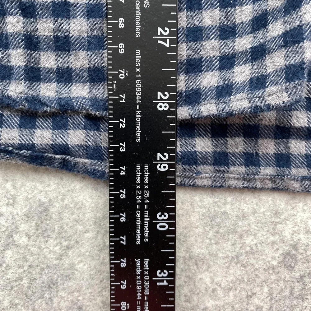 J Crew Shirt Mens Large Blue Check Flannel Button Up Long Sleeve Casual